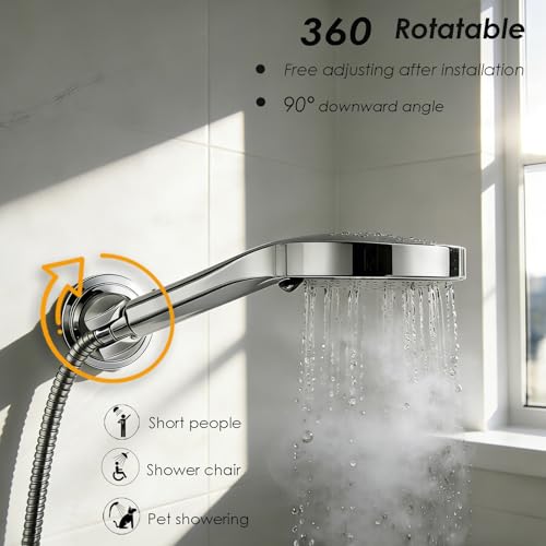 Handheld Shower Head Holder with Enhanced Suction Cup - Relocatable - 4 Angles Adjustable - 90° Downward - Bathroom Wall Mount Shower Wand Holder (Polished Chrome) - style: Chrome