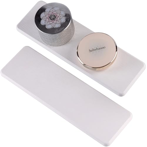 NiuYichee 2 Pcs Water Absorbing Stone Trays, Kitchen/Bathroom Sink Soap Dish, Diatomite Tray Used for Hand Soap & Cosmetic Bottles in The Modern Home, 3.15" W x 10.2" L, White - color: White, size: 10.2" x 3.15"