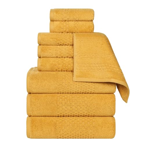 Superior Playa Zero Twist Cotton Medium Weight Towels, for Guest Bath, Bathroom, Shower, Spa, Plush, Quick Dry, Ultra-Soft Towels, Bath Essentials, Waffle Textured, 9 Piece Assorted Towel Set, Gold - color: Gold, size: 9 Piece Towel Set
