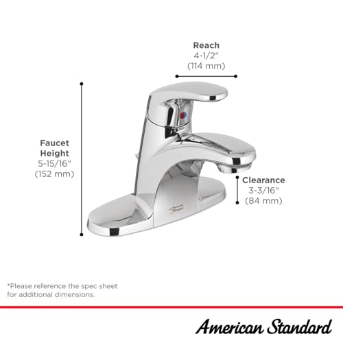 American Standard Colony Pro Single-Handle Bathroom Sink Faucet with Metal Drain, 1.2 GPM, Polished Chrome 7075000.002 | Single-Control Bathroom Faucet: Drip-Free, Memory Valve, Water-Saving, Easy Install with Metal Body & Drain | 7075000.002
