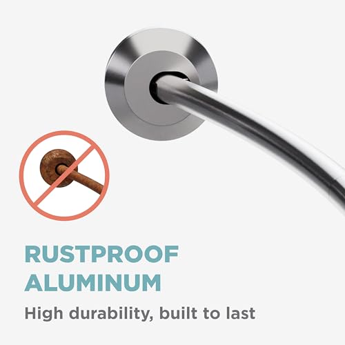 Zenna Home Rustproof Curved Shower Curtain Rod, No Drill Tension or Permanent Mount Adjustable Curved Shower Rod for Bathroom, Easy Install, Rounded for Extra Room, 50 to 72 Inches, Brushed Nickel - color: Brushed Nickel