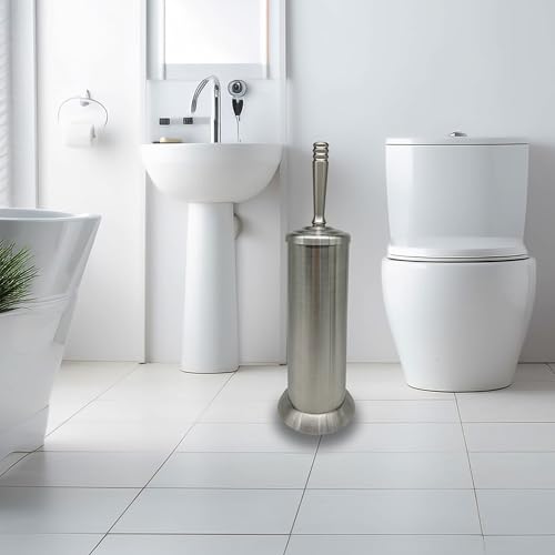 Brushed Nickel Toilet Bowl Brush with Holder, Durable Bathroom Cleaning Tool, Modern Design for Easy Toilet Maintenance, Bathroom Cleaner Brush for Efficient Cleaning and Hygiene - color: Nickel 3