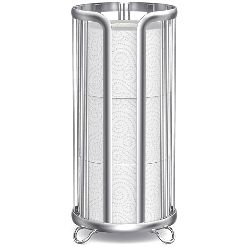 Epicano Toilet Paper Holder Stand Frees Standing,Silver | Minimalist Design, Raised Feet,Rustproof,Fit 3 Mega Rolls,No Drilling No Assemble,Space-saving Renter Friendly - color: Silver