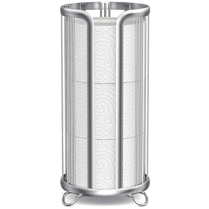 Epicano Toilet Paper Holder Stand Frees Standing,Silver | Minimalist Design, Raised Feet,Rustproof,Fit 3 Mega Rolls,No Drilling No Assemble,Space-saving Renter Friendly - color: Silver