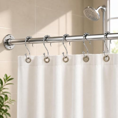 Hotop Shower Curtain Hooks Rings Rust Resistant Stainless Steel Hook Hangers for Bathroom Shower Curtain Kitchen Utensils Clothes Towels(12 Pieces)