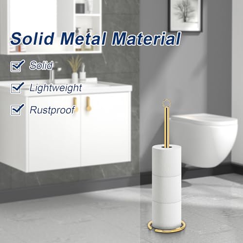 NearMoon Bath Toilet Paper Holder Stand, Freestanding Tissue Paper Storage with Reserve, Space Toilet 4 Rolls Holder for Bathroom/Kitchen Countertop-All Metal (1 Pack, Chrome Gold) - color: Chrome Gold