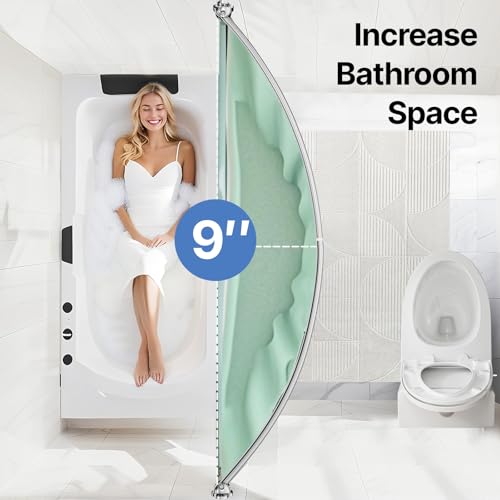 Curved Shower Curtain Rod, Rust Resistant, Adjustable Length 42-73 inches for Shower, Bathroom, Hole Punch Required-Polished Chrome - color: Polished Chrome