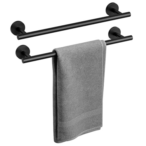 2 Pack Matte Black Towel Bar, 18 Inch Bathroom Towel Rack | Towel Holder Wall Mounted, Thicken SUS304 Stainless Steel Towel Rod Modern Home Decor (Total Length 20-Inch) - color: Matte Black-2pcs, size: 20 Inch