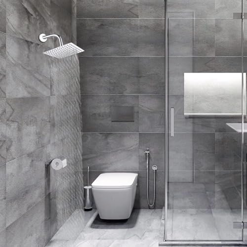 SOLVEX Rain Shower Head - High Pressure Rainfall Shower Head Made of Stainless Steel - High Flow Waterfall Bathroom Square Showerhead (6" Chrome,SP-50016) - size: 6 Inch