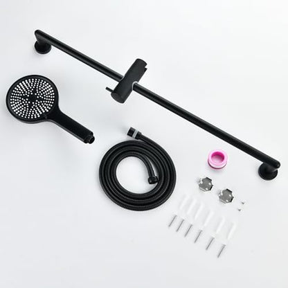 Hand Shower with Slide Bar, Matte Black 26 Inch Shower Head with Slider Bar Adjustable Shower Slide Bar with 3 Function Handheld Shower - style: Matte Black