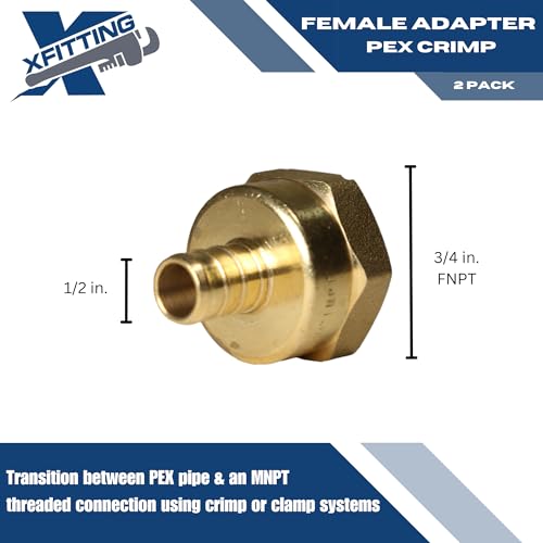 2 Pack XFITTING 1/2 inch Pex x 3/4 inch Female NPT Adapter, Pex FNPT - size: 1/2" Pex x 3/4" Female