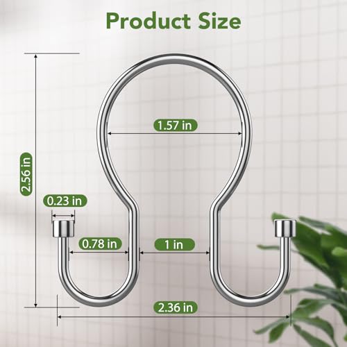 Shower Curtain Hooks, Simple Shower Curtain Rings, Sturdy Shower Curtain Hangers, Double Hook Shower Curtain Hooks, Smooth Gliding Metal Shower Hooks for Shower Curtain (Chrome, 12 Pack) - color: Chrome, size: 12 Pack