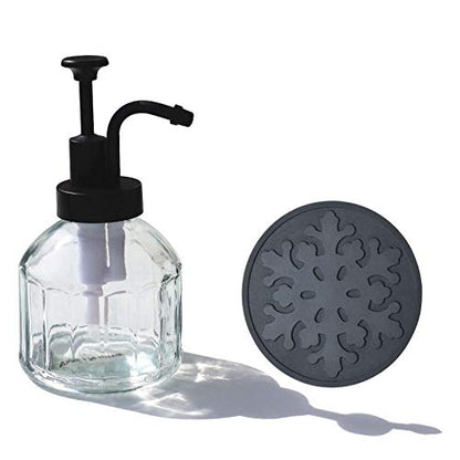 8 Oz Soap Dispenser for Kitchen and Bathroom Countertop, Refillable Wash Hand Liquid, Dish Detergent, Farmhouse Style Vertical Stripes Shape Shampoo Lotion Pump (Black)