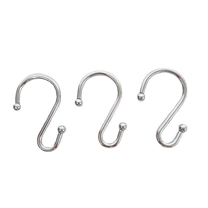 Shower Curtain Hooks, Set of 12 Rust Proof S Shaped Decorative Shower Curtain Rings,Multi-Purpose Hangers S Hooks (Chrome) - color: Chrome