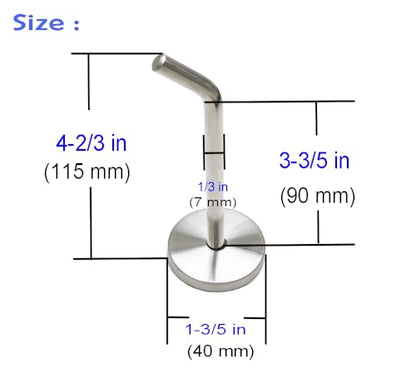 Brushed Stainless Steel Single Heavy Duty Long Coat Hook Robe Hanger Wall Mount Hook, Fit for Kitchen,Bedroom,Living Room, Bathroom,Closets and Garage Storage (4-2/3", 4 PCS) - size: 4-2/3" , 4 PCS