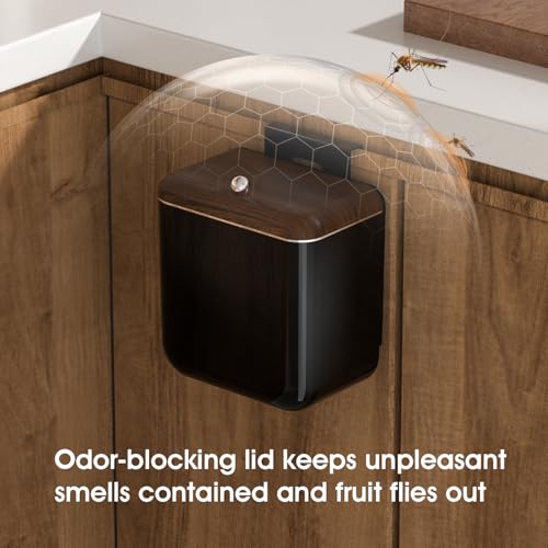 Large 3.2 Gallon Compost Bin, Under Sink Trash Can with Lid, Hanging Waste Cabinet for Office Kitchen Cupboard Bathroom Bedroom, Black - color: Black
