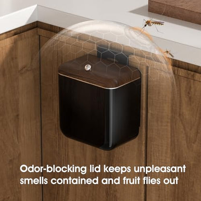 Large 3.2 Gallon Compost Bin, Under Sink Trash Can with Lid, Hanging Waste Cabinet for Office Kitchen Cupboard Bathroom Bedroom, Black - color: Black