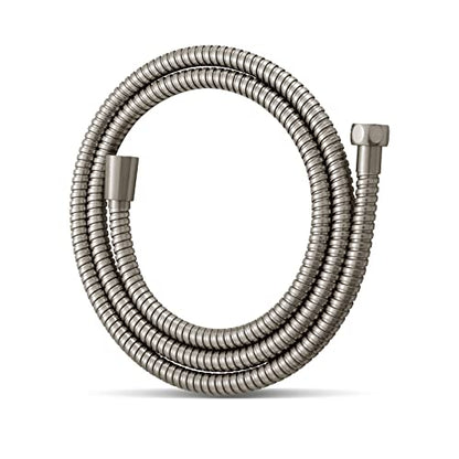 OFFO Shower Hose, Brushed Nickel 48 in Kink Free Stainless Steel Shower Hose Attachment Electroplating Handheld Shower Head Hose Flex Hoses Extension with Brass Insert & Nut for Pet Bathing Cleaning - color: Brushed Nickel, size: 48 in