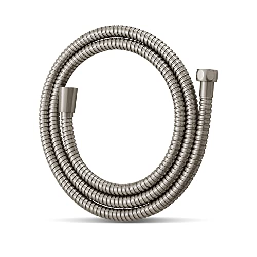 OFFO Shower Hose, Brushed Nickel 48 in Kink Free Stainless Steel Shower Hose Attachment Electroplating Handheld Shower Head Hose Flex Hoses Extension with Brass Insert & Nut for Pet Bathing Cleaning - color: Brushed Nickel, size: 48 in