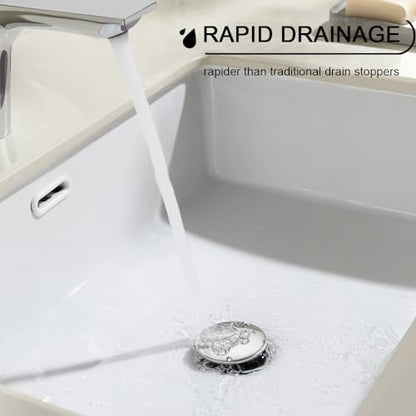 Bathroom Sink Drain, Pop Up Drain Stopper with Overflow, Lavatory Vanity Vessel Sink Drain Assembly, Chrome - color: Chrome