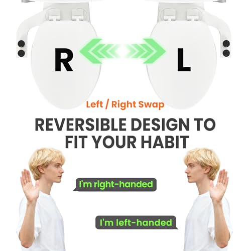 Toilet Bidet With Left/Right Side Reversible Design, Fresh Water, Non-Electric, Toilet Bidet Attachment, Right/Left Hand Side with Dual Nozzle, Self-Clean, Easy to Install (Black Knob)