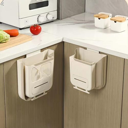 Foldable Wall Mounted Trash Bin Hanging Kitchen Bathroom Garbage Bin Space Saving Large Capacity Waste Can Modern Design Hanging Kitchen Garbage - color: Light Grey, size: H