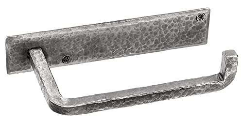 Wrought Iron Toilet Paper Holder – Rustic Wall-Mount Tissue Holder for Bathroom – Vintage Farmhouse Style - 6.6 x 3.2 Inches (Silver) - color: Silver