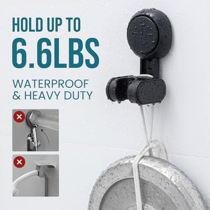 TAILI Shower Head Holder Suction,Adjustable Height & Angle,Universal,Black | bathroom handheld shower wand bracket,no-drill removable waterproof,round,plastic,wall mounted,kids,pets,4.5" - color: Black, size: Round