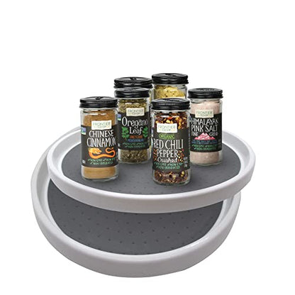 Gadgetime USA Lazy Susan Turntable 2 Pack, 12 inches Non-Skid Round Spinning Spice Organizer - Rotating Rack for Kitchen, Cabinet, Pantry, Fridge, Bathroom Vanity, Countertop