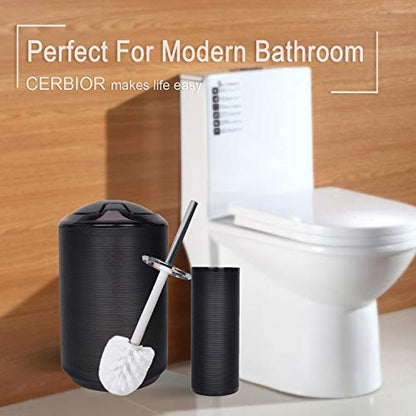 CERBIOR Bathroom Accessories Set 6 Piece Spiral Pattern Bath Ensemble,Black | Includes Soap Dispenser, Toothbrush Holder, Toothbrush Cup, Soap Dish for Decorative Countertop and Housewarming Gift - style: Black