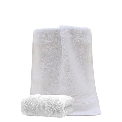 JININQ 2 Piece 100% Cotton Soft Hand Towels 13.4" x 29.5",Premium Face Towels Set for Bathroom,Gym,Home (White) - color: White