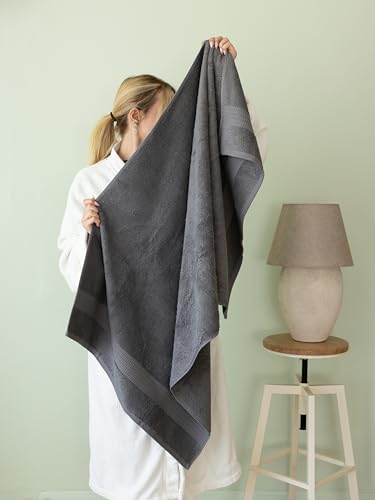 100% Turkish Cotton Towel Set of 6 - Soft, Plush & Super Absorbent - Premium Set with 2 Bath Towels, 2 Hand Towels, and 2 Washcloths - Made in Turkey (Dark Gray, 6-Piece Towel Set) - color: Dark Gray