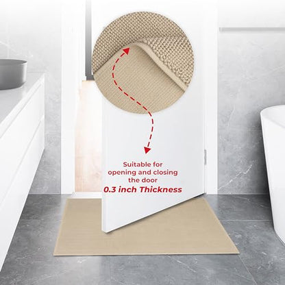 American Soft Linen Bath Rug, 20 in 34 in 100% Cotton Bath Mats Rugs for Bathroom, Slip Reducer Washable Shaggy Form Area Rugs, Beige Bath Rug - color: Beige, style: 20x34" Cotton Bath Mat