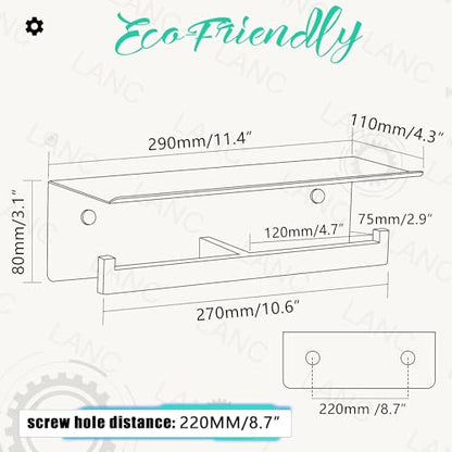 LANC Double Toilet Paper Holder with Shelf, Matte Black Commercial Toilet Tissue Roll Dispenser with Phone Shelf Stainless Steel for Bathroom, Kitchen, Apartments Wall Mounted, A8877MB - color: Matte Black, size: Full