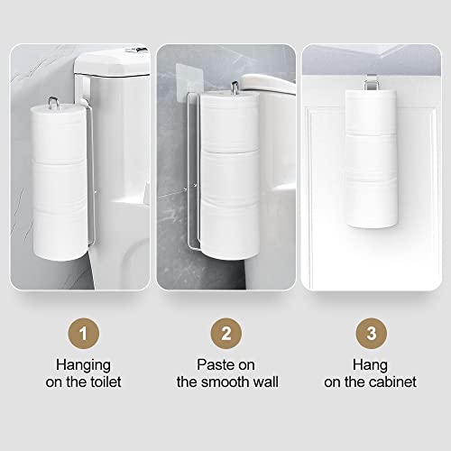 Bathroom Toilet Paper Roll Holder for 3 Roll Tissue, Brushed Nickel,Over The Tank Toilet Paper Holder,Self Adhesive Toilet Paper Holder Storage Wall Mount,Stainless Steel Toliet Paper Holder（1 Pcs） | Brushed Nickel,Over The Tank Toilet Paper Holder,Self A