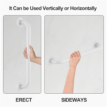 16 Inch Grab Bar 304 Stainless Steel Anti-Slip Bathroom Safety Handrail Wall Mount Assist Grip for Elderly Handicap Bathtub Shower Toilet, GB-4023-WH, White - color: White