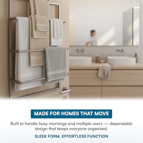 Honey-Can-Do Over-The-Door 3-Tier Towel Rack - Chrome Steel Bathroom & Closet Storage Organizer for Hanging Towels, Clothes, Robes
