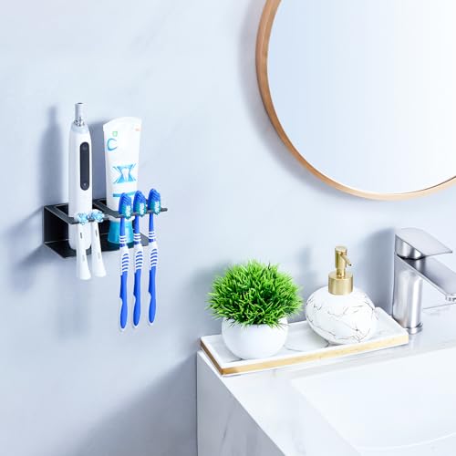 Electric Toothbrush Head Holders, Electric Toothbrush Holders Wall Mounted, Shower Electric Head Holder, Toothbrush and Toothpaste Holder, Tooth Brushing Holder for Bathroom (Black, Small) - color: Black, size: Small