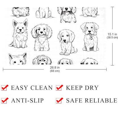 Bathtub Mats for Shower Tub, Doodle Art Animal Dogs Puppy Characters Anti-Slip Bath Mats for Inside Tub, Bathroom Shower Mats with Drain Holes and Suction Cups - color: Multi 04