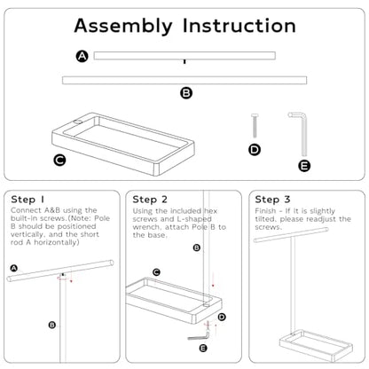 Volnamal 2-in-1 T-Shape Hand Towel Holder for Bathroom Countertop, Silver | Heavy Non-Tipping Towel Holder with Countertop Tray, Extended-Heigher Towel Stand for Standard, Rust-resistance & Durability