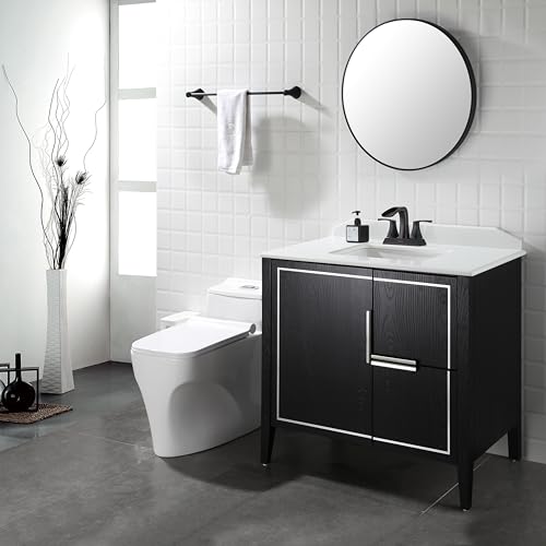 Waterfall Bathroom Sink Faucet 2 Handle Centerset, Oil Rubbed Bronze | 4 Inch Lead-Free Deck Mount Vanity Faucet with Pop Up Drain Supply Lines, for 3 Hole Lavatory Utility Sink - color: Oil Rubbed Bronze