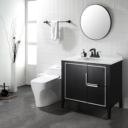 Waterfall Bathroom Sink Faucet 2 Handle Centerset, Oil Rubbed Bronze | 4 Inch Lead-Free Deck Mount Vanity Faucet with Pop Up Drain Supply Lines, for 3 Hole Lavatory Utility Sink - color: Oil Rubbed Bronze
