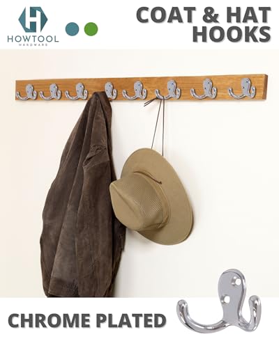 Double Robe Hook 5 Pack Chrome with Screws Wall Mounted Towel Scarf - color: Chrome