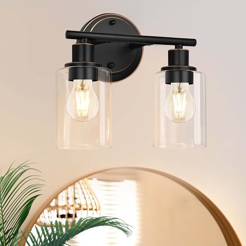 Oil Rubbed Bronze 2-Light Modern Vanity Light for Bathroom - 2-Light Oil Rubbed Bronze Bathroom Vanity Light Fixture, 2-Bulb Wall Sconce Over Sink - color: Oil-Rubbed Bronze, size: 2-Light