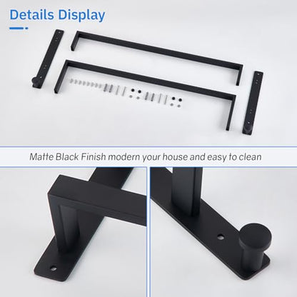 24 Inch Double Towel Bar with Hooks Matte Black, Stainless Steel Bath Shower Towel Rack Wall Mounted Towel Rod Holder for Bathroom - color: Matte Black, size: 24-Inch