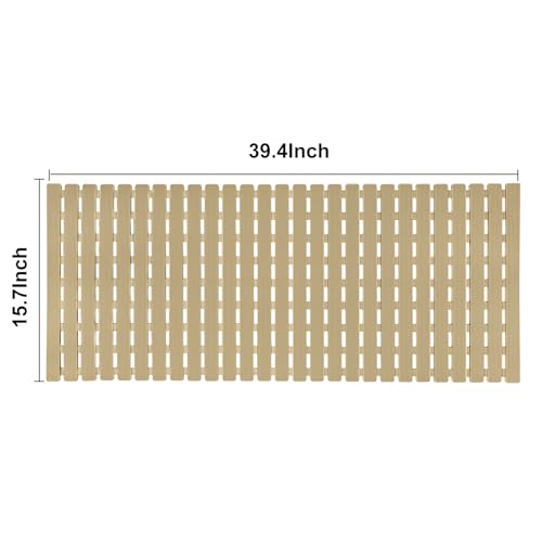 BEMISO Shower Mat Non Slip Bathtub Mat 37.4 x 15.7 Inch Bath Mat for Tub | Suction Cups,Drain Holes,Easy Dry,Easy to Cut,Eco-Friendly - color: Brown, size: 37.4 x 15.7 inches