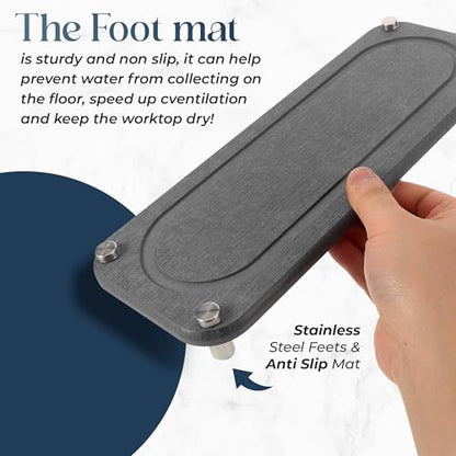 4-Piece Stone Sink Splash Guard Set – Absorbent Diatomite Kitchen Sink Mat with Faucet Cutout, Heat Resistant Stone Drying Mat, Non-Slip Trivet & Splash Guard