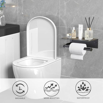 Black Paper Towel Holder Wall Mount with Thickened Shelf for Bathroom,Matte Black Adhesive Hand Towel Holder,Bathroom Kitchen RV - color: Black, size: Thick