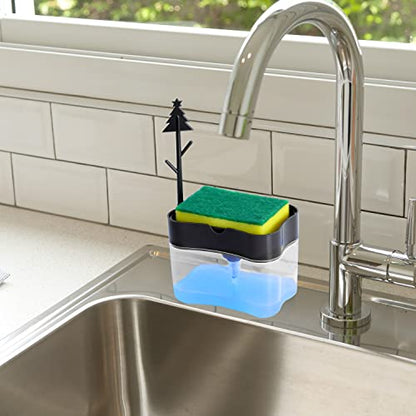New 2026 Version Premium Quality Dish Soap Dispenser - Countertop Kitchen Soap Dispenser, Sink Dish Washing Soap Dispenser 13 Ounces (Sponge Included) - color: Gray