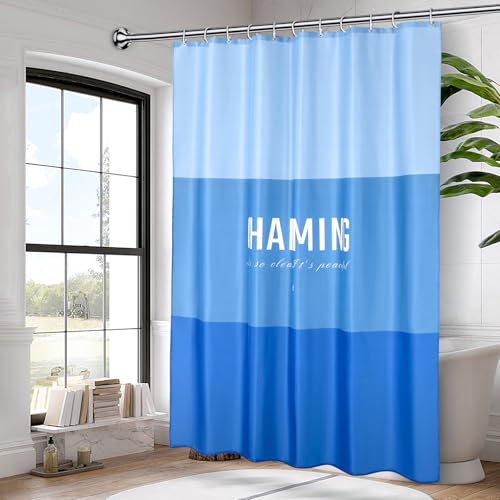 OTraki 72x84 inch Heavy Duty Bathroom Shower Curtain with 12 Hooks, Blue | Thick Shower Curtains Set Waterproof Machine Washable Polyester Cloth Shower Curtains Liner for Bath Bathtub - color: Blue, size: 72"W x 84"L (Pack of 1)
